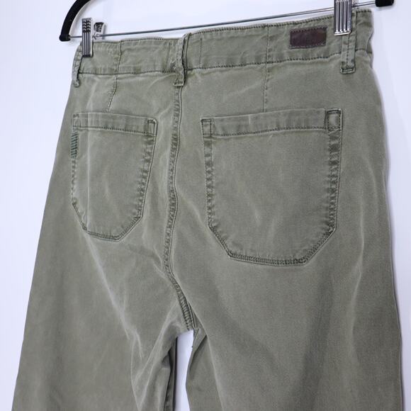 PAIGE Carly Wide Leg Jeans High Rise Washed Light Olive 4 Pocket Women's 27 - Picture 7 of 12